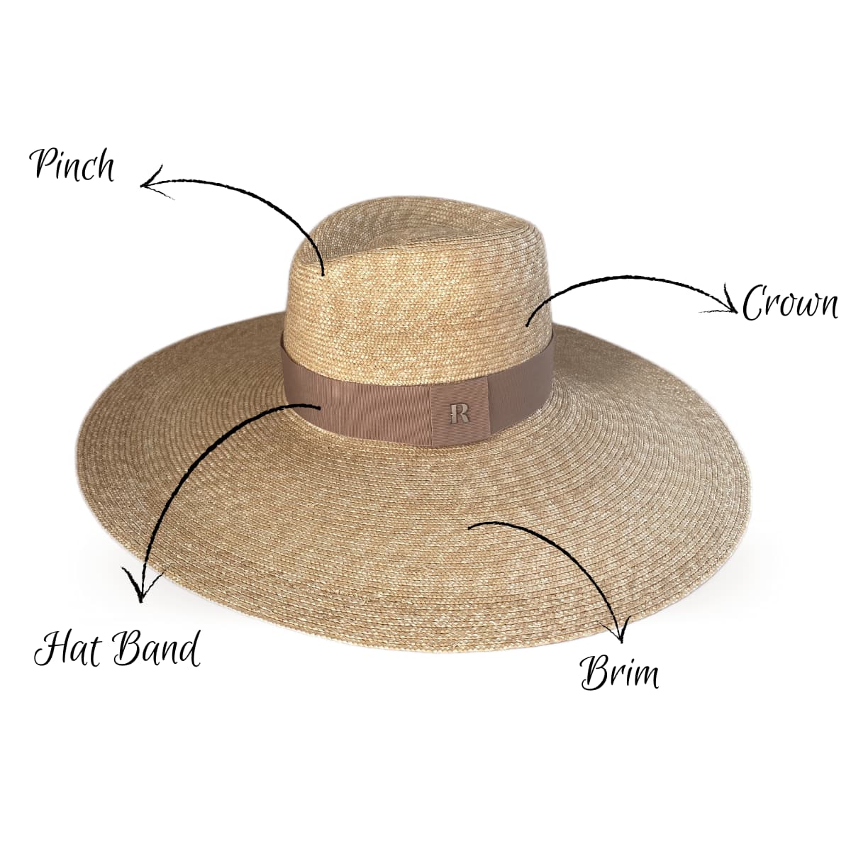 Belair Large Brim Straw Hat with Brown Ribbon - Raceu Hats